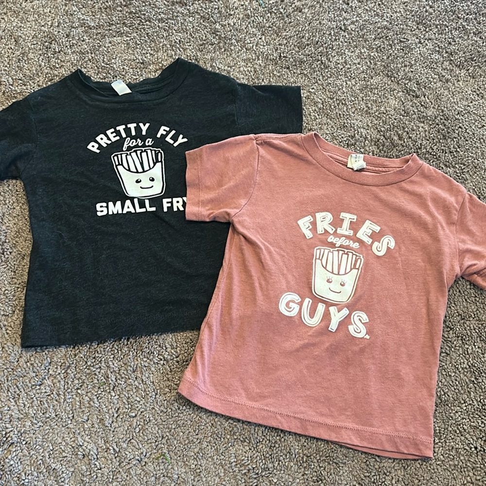 Fries before guys and pretty fly for a small fry matching twin T-shirts set